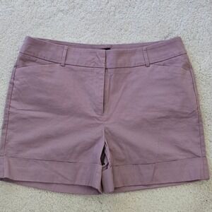 Rekucci Womens Chino Cuffed Shorts Lilac Purple Flat Front Belt‎ Loops Sz 10